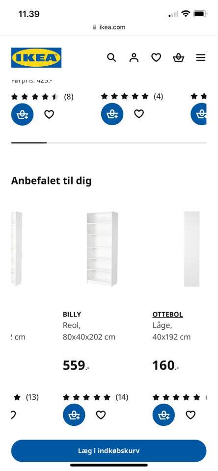 Reolsystem Ikea b: 80 d: 40 h: 202