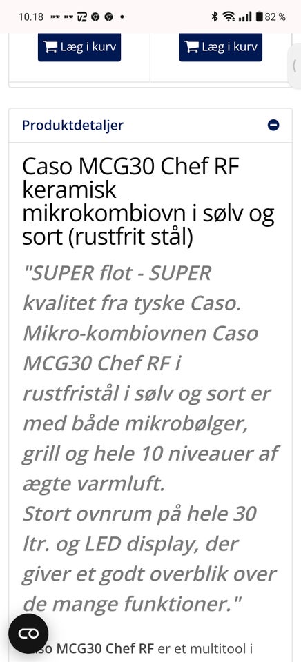 Kombiovn, Caso MCG 30 CHEF