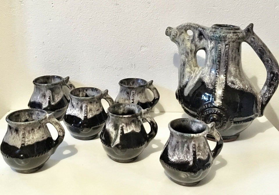 Keramik Retro Kande &amp; 6 Kopper