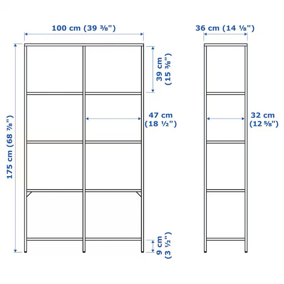 Reol, Ikea Vittsjö, b: 100 d: 36 h: