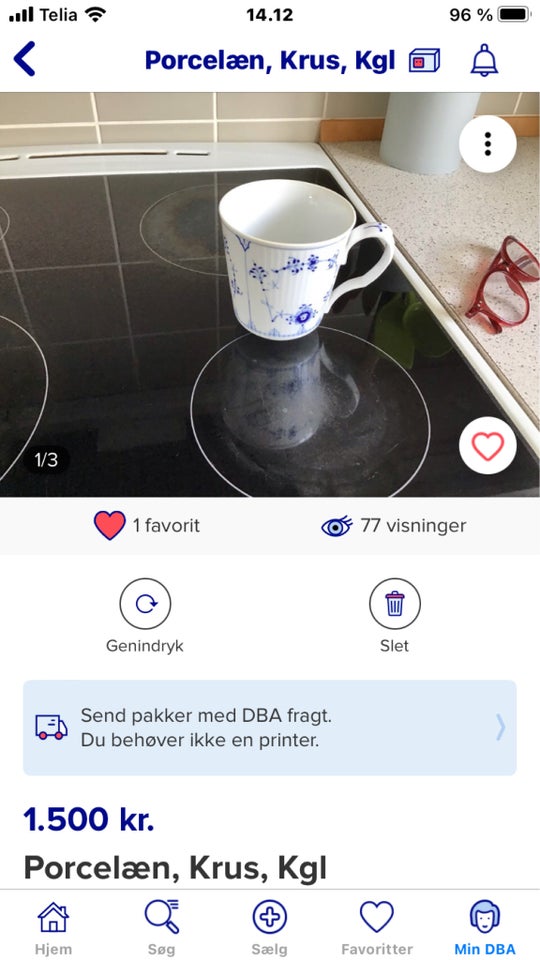 Porcelæn Krus Kgl muselmalet