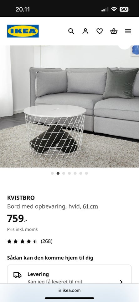 Sofabord, Ikea, b: 61