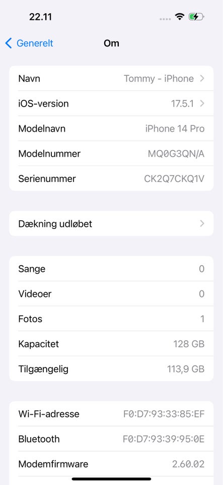 iPhone 14 Pro 128 GB sort