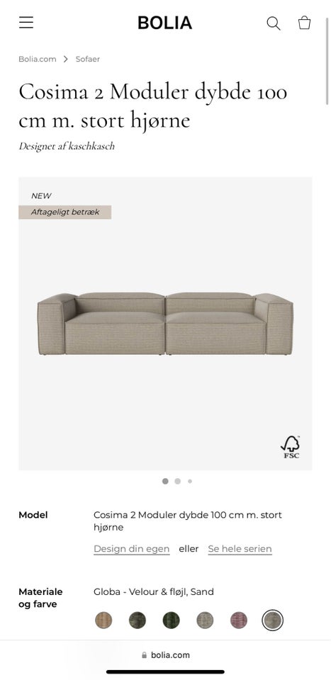 Sofa, velour, anden størrelse