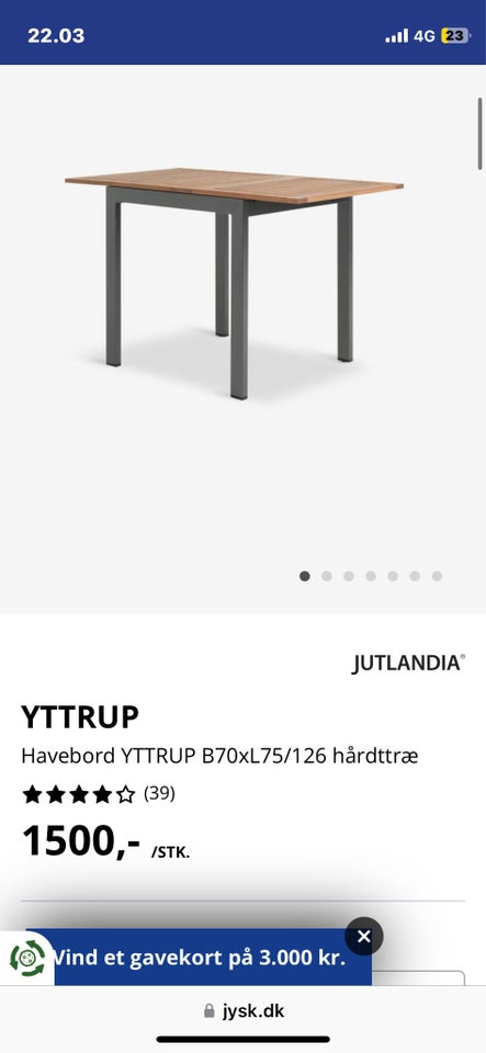 Havebord Jutlandia Træ/alu