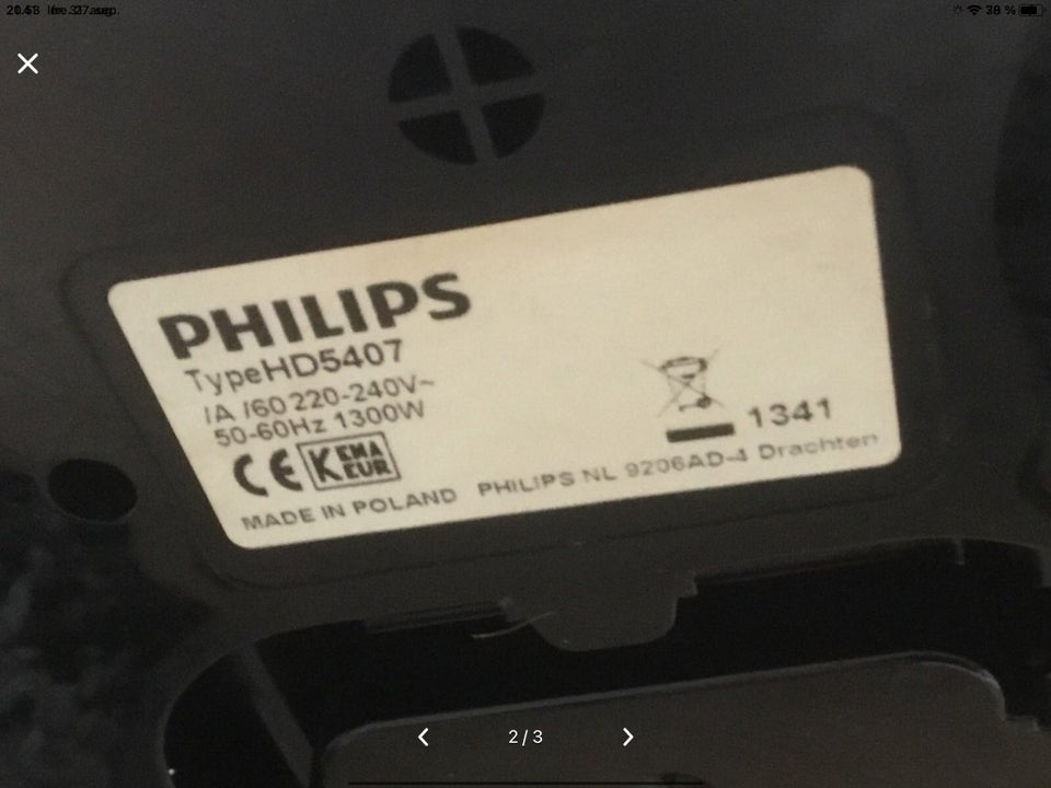 Kaffemaskine , Philips, HD 5407