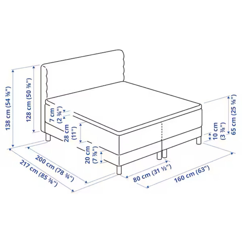 Dobbeltseng, Ikea, b: 160 l: 217 h: