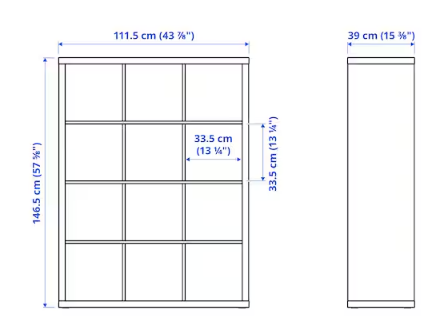 Reol, IKEA Kallax, b: 112 d: 39 h: 147