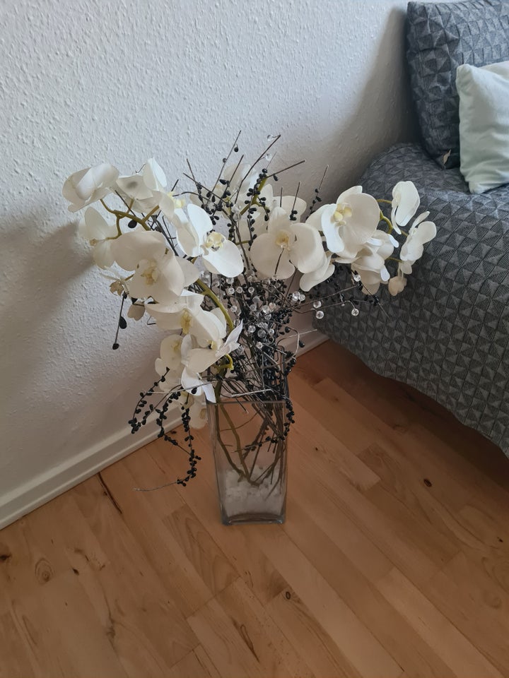 Stor glas gulv vase inkl pynt og