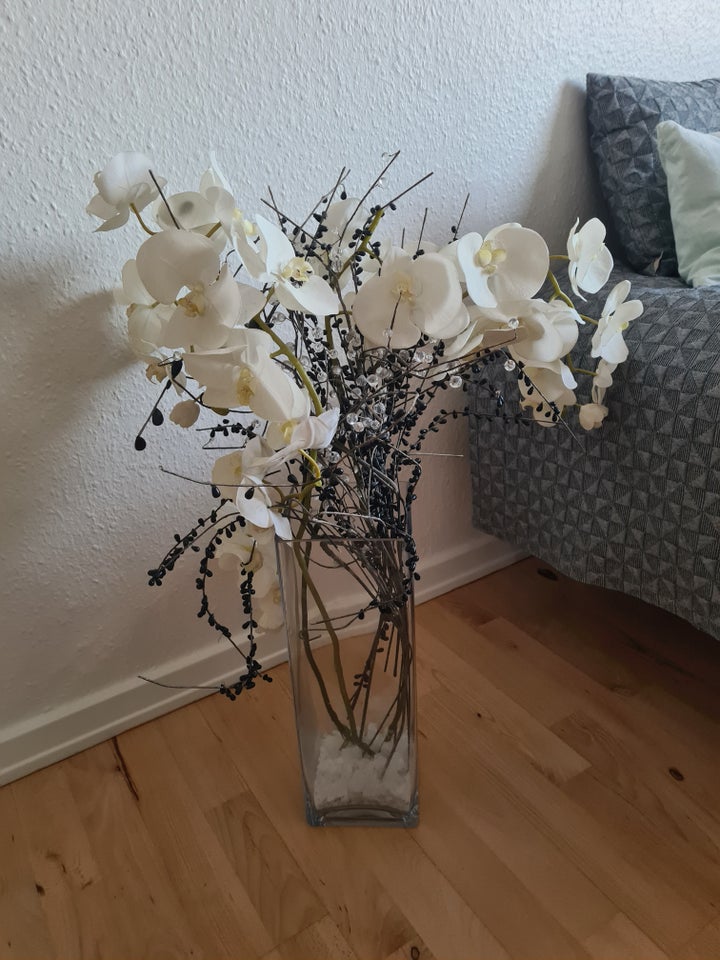 Stor glas gulv vase inkl pynt og