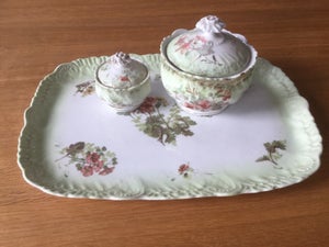 Porcelæn Bakke med lågkrukker