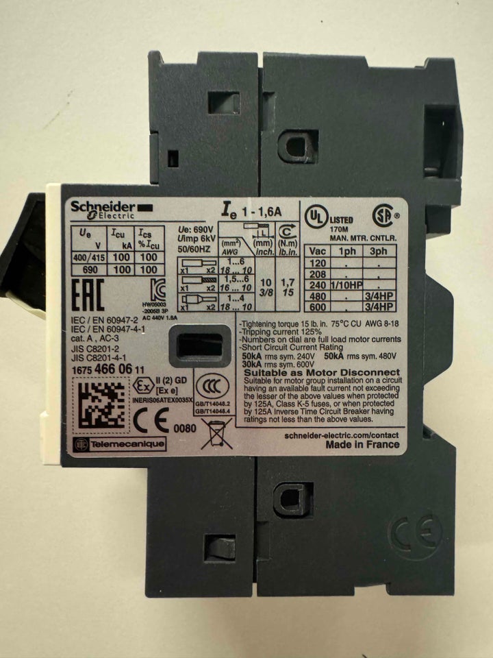 Relæ Schneider Electric GV2ME06