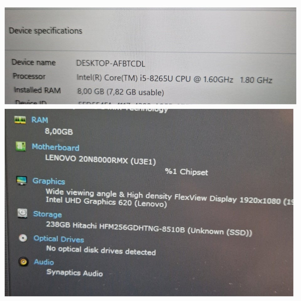 Lenovo E490, i5-8265U GHz, 8 GB ram