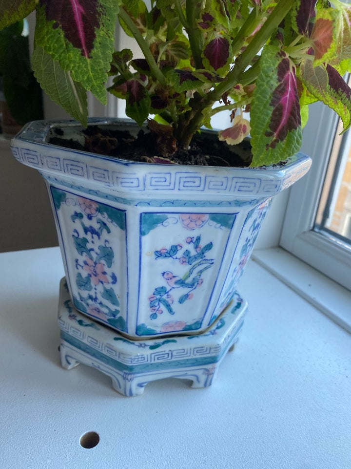 Porcelæn, 2 x Plante Krukke