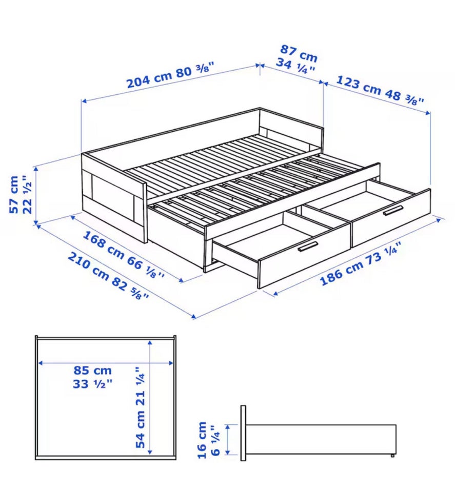 Andet, Ikea udræksseng, b: 168 l: