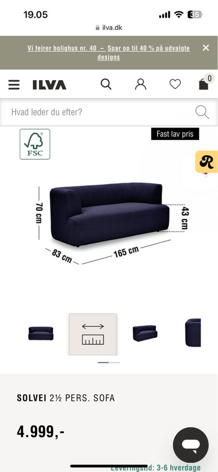 Sofa, 3 pers. , ILVA