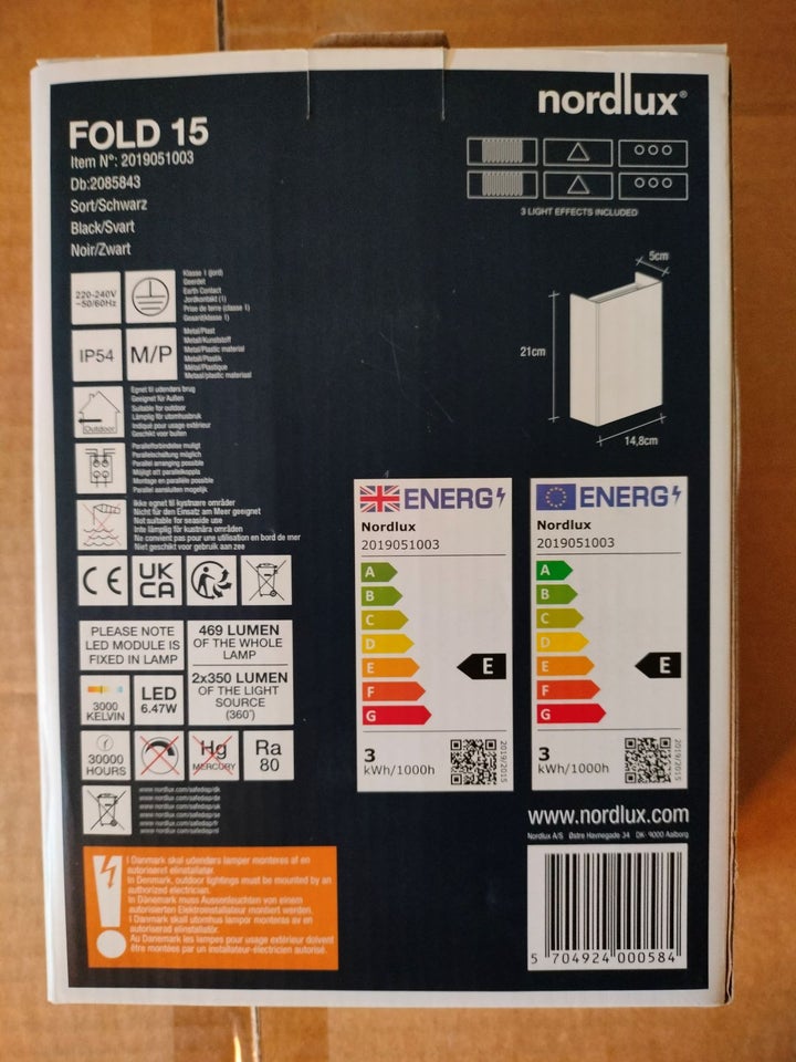 Væglampe, Nordlux Fold 15 - Sort