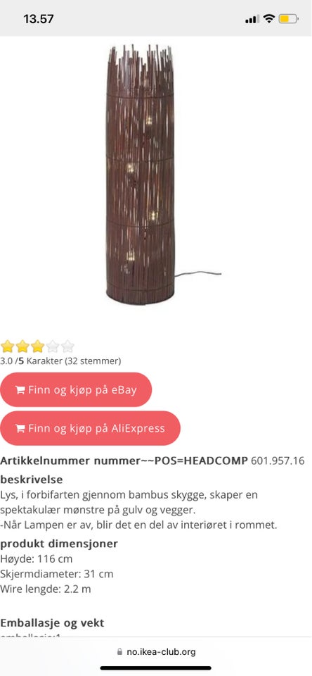 Gulvlampe Ikea Rotvik