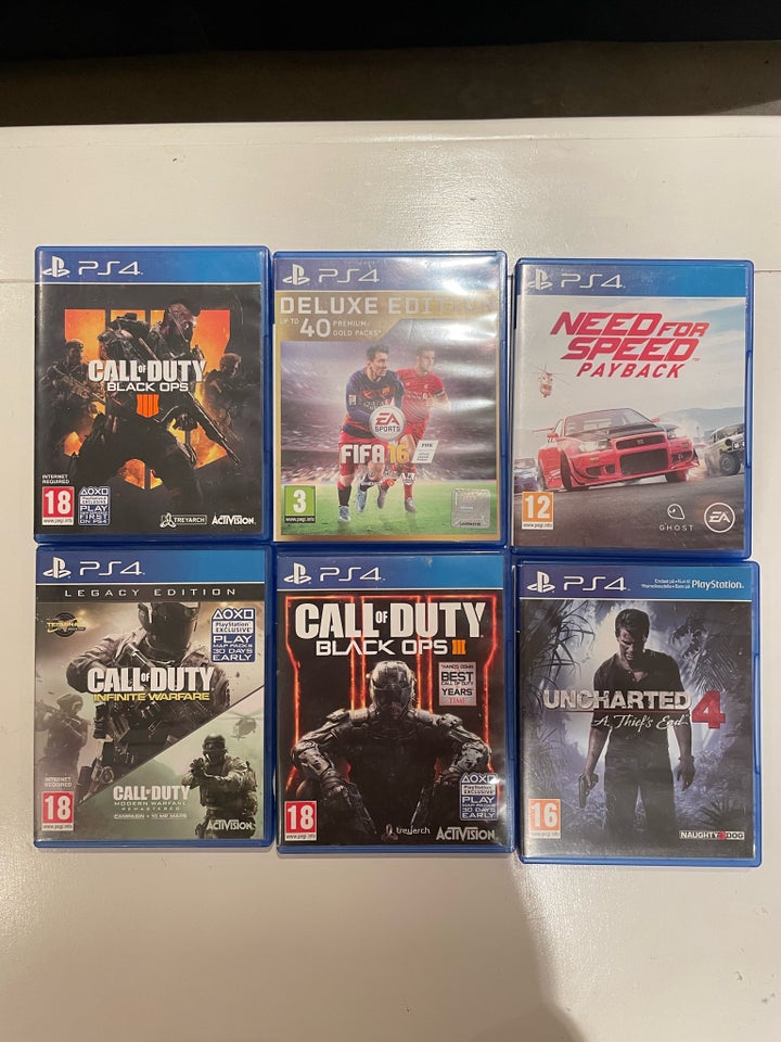 6 PS4 Spil og 2 controllere, PS4, FPS