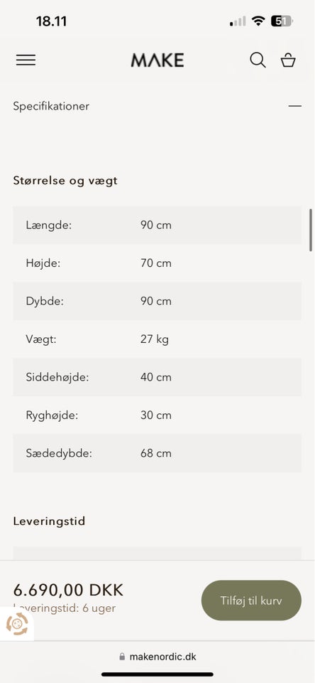 Lænestol, stof, Makenordic