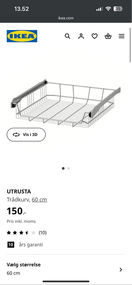 Trådkurv / skuffe til Metod 60cm