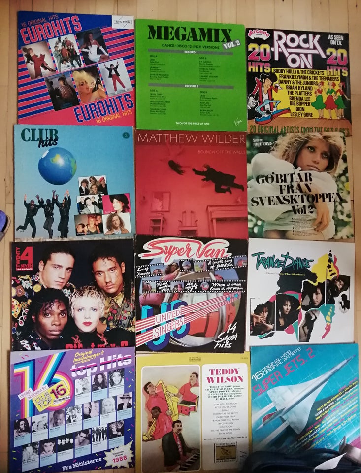 LP, blandet, 12 Pop-disco LP