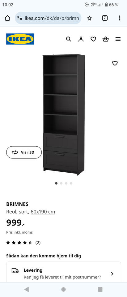 Reol Brimnes Ikea b: 60 d: 35 h: 190