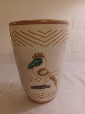 Keramik Gammel vase m sjov fugl