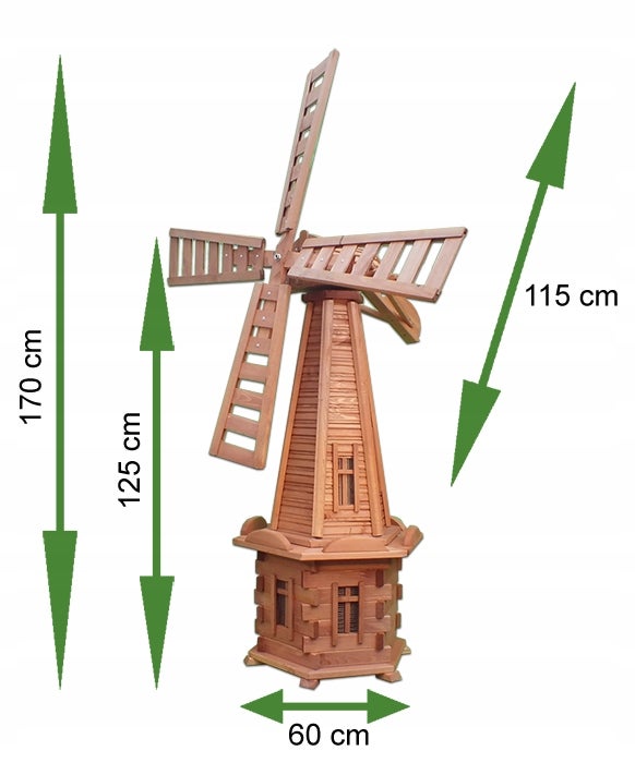 TRÆMØLLE - Flot stor træ havemølle