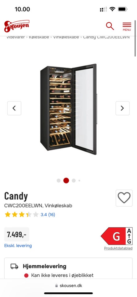 Vinkøleskab, Candy CWC200EELWN