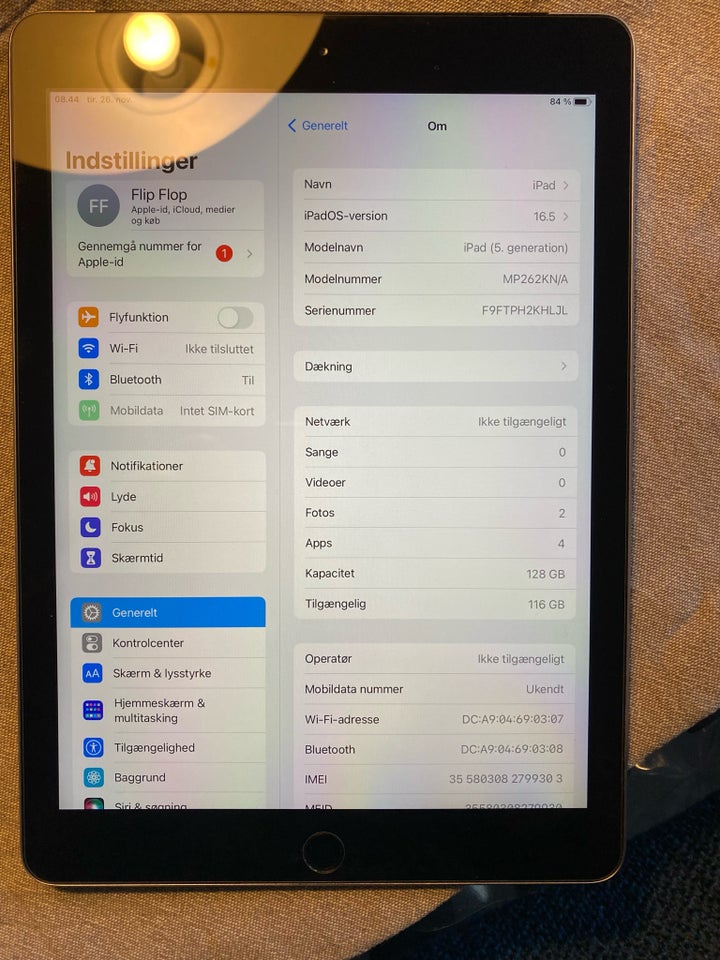 iPad 5, 128 GB, sort