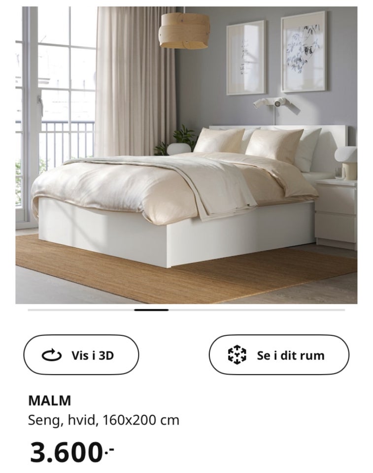 Dobbeltseng, Malm, b: 160 l: 200 h: