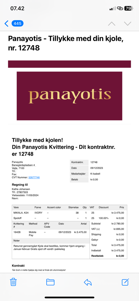 Konfirmationskjole, Panayotis,