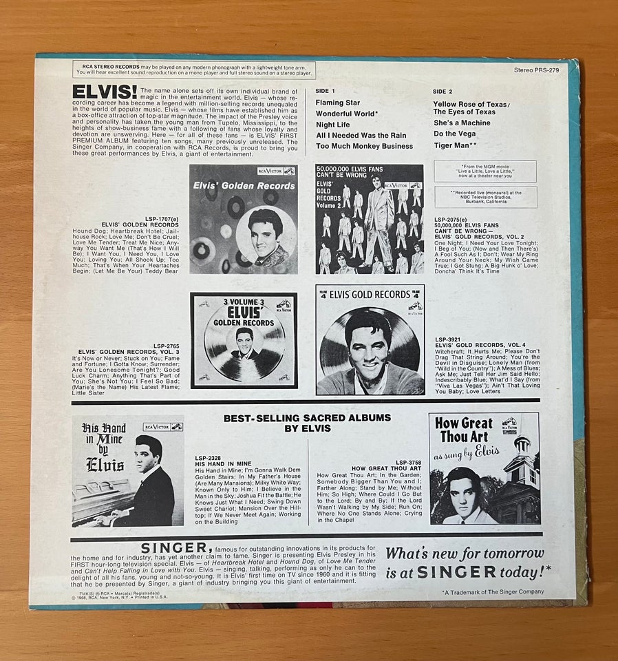 LP, Elvis, Singer Presents Elvis