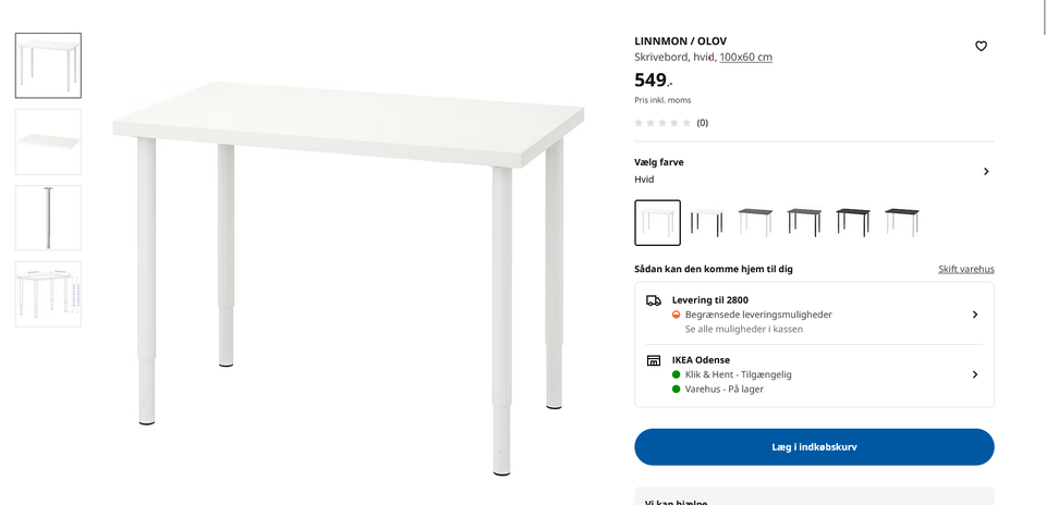 Skrive-/computerbord, IKEA, b: