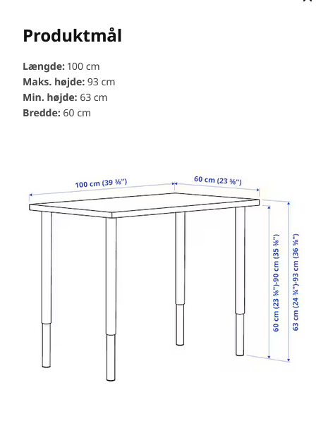 Skrive-/computerbord, IKEA, b: