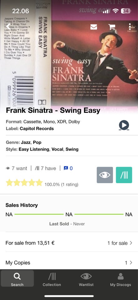 LP, Frank Sinatra, Swing Easy