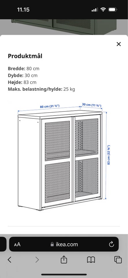 Hængeskab, Ikea Iver , b: 80 d: 30 h: