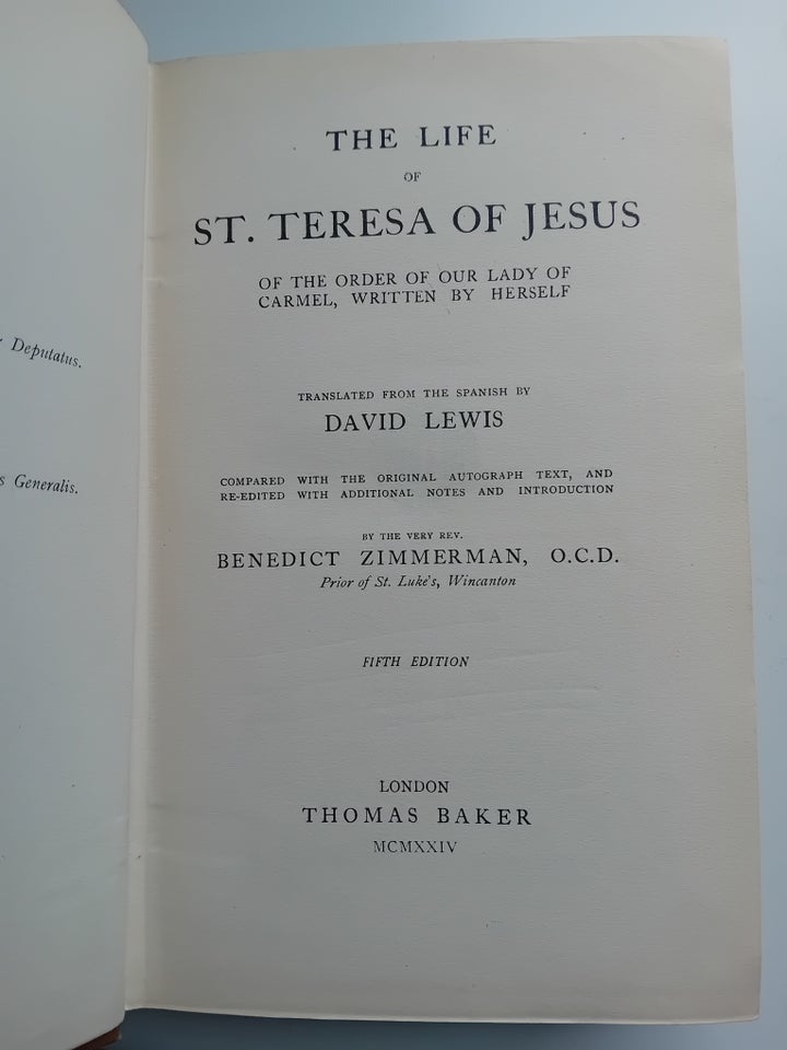 The Life of St Teresa of Jesus, St