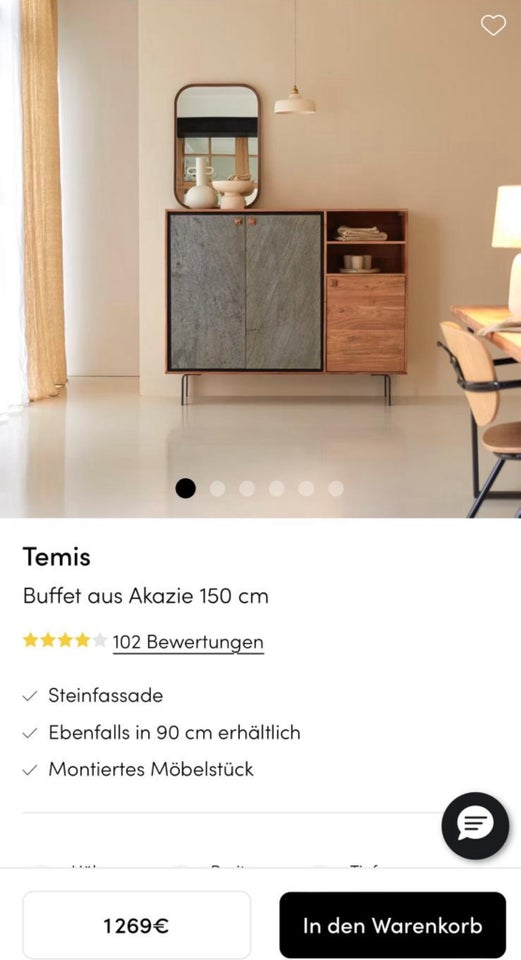 Buffet, teaktræ, b: 147 d: 40 h: 120