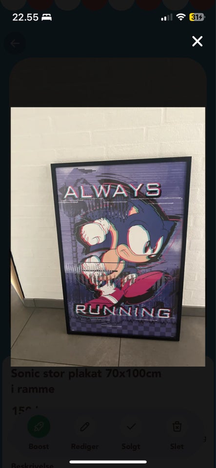 Plakat i ramme Sonic motiv: Sonic