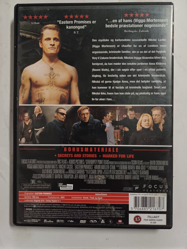 Eastern Promises, DVD, action