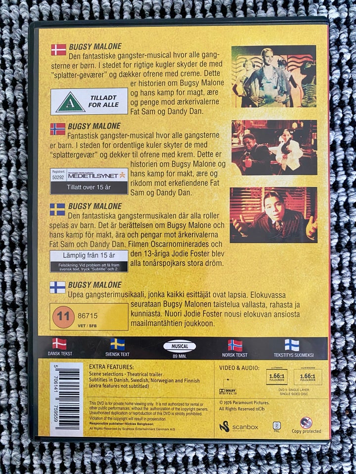 Bugsy Malone, DVD, familiefilm