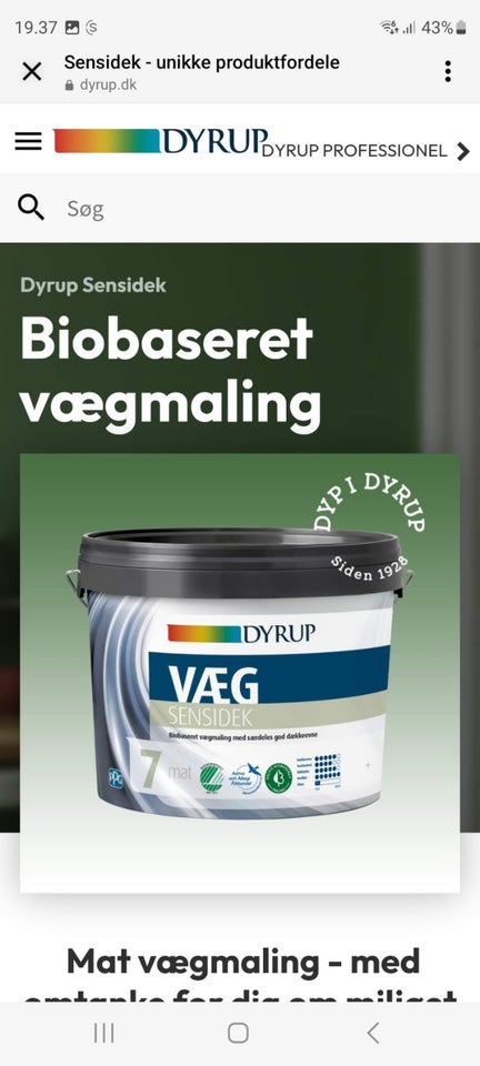 Vægmaling Dyrup 45 liter liter