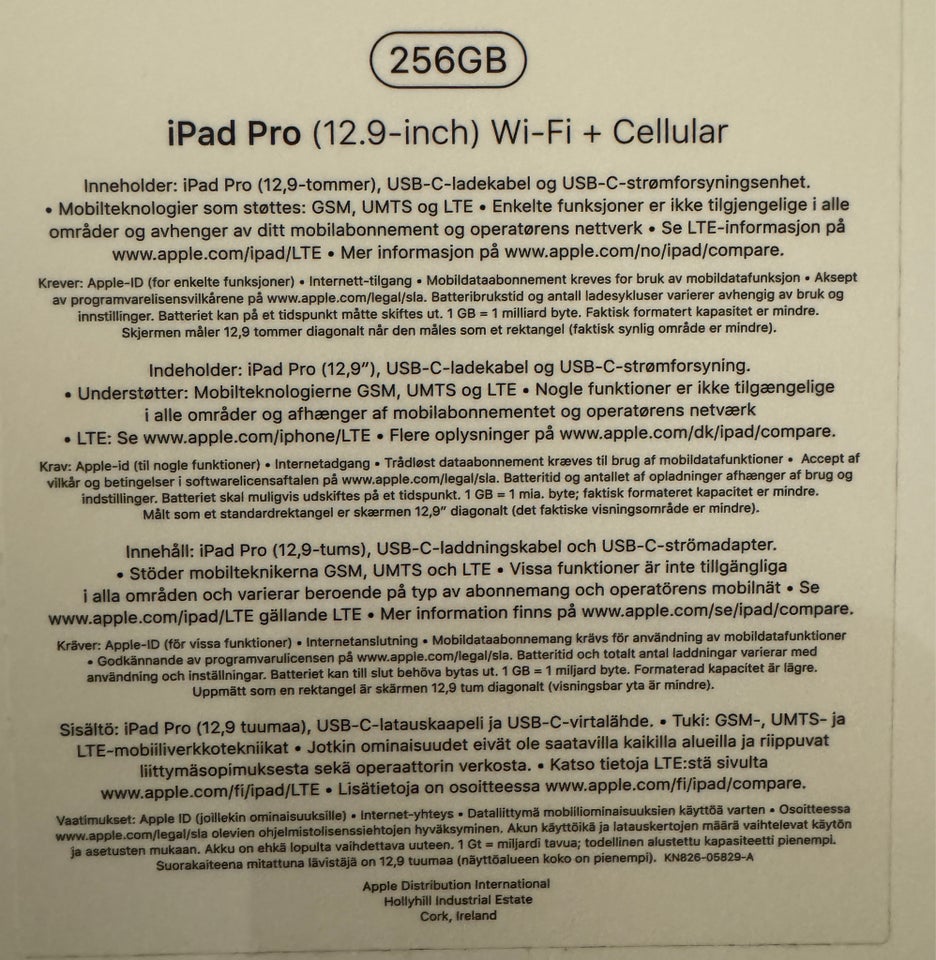 iPad Pro, 256 GB, sort