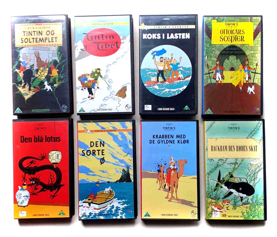 Tegnefilm, TINTIN - 8 Stk. VHS BÅND