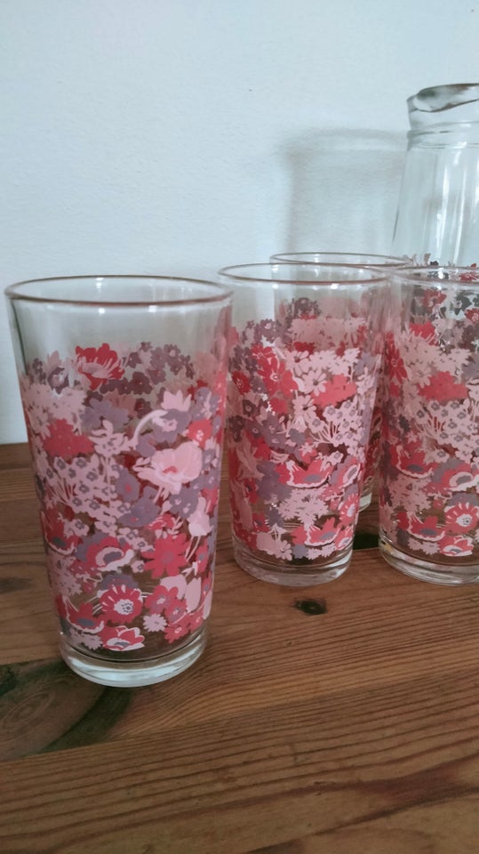 Glas Kande og 4 glas Vintage/