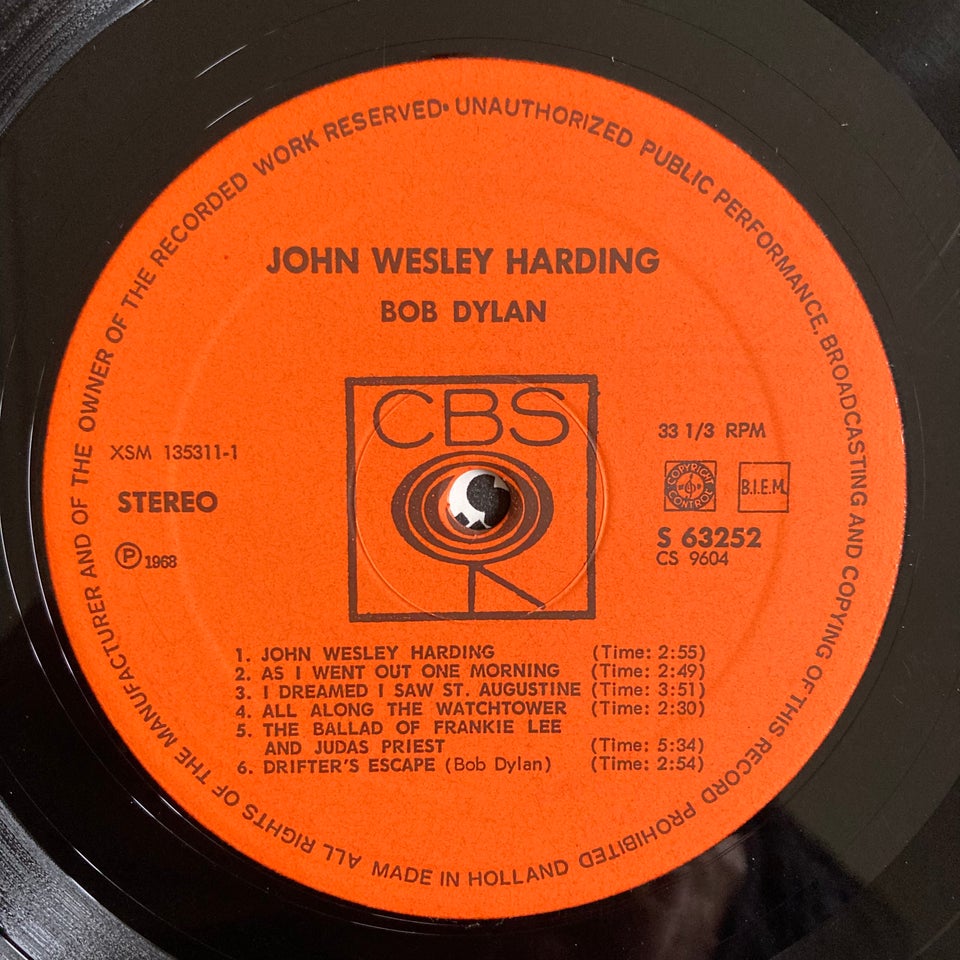 LP, Bob Dylan, John Wesley Harding