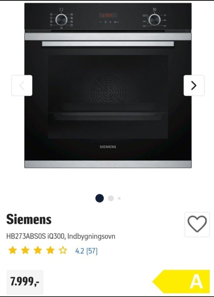 Indbygningsovn Siemens