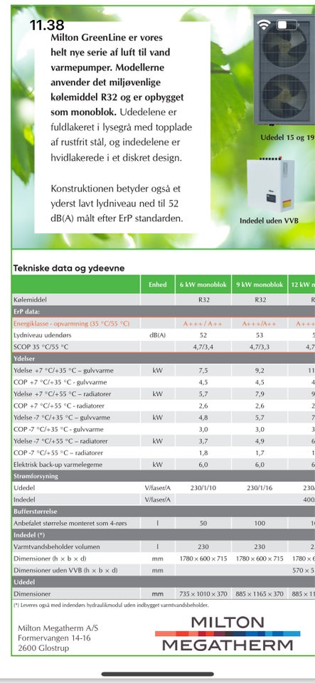 Varmepumpe, Monoblok 9kW